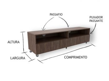 Rack com Gavetas e Rodinhas Pau Ferro - LGBDd455