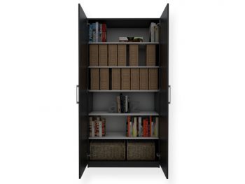 Armario Estante Multiuso 2 Portas Preto - Marcena_Frontal_Prat_Branca - 59d82f52v62dv1dddds