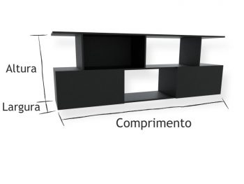 Armário Aéreo Basculantes e Nichos Preto - Marcena 2