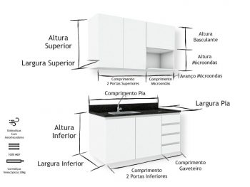 Conjunto Cozinha Planejada Branca M2 - Marcena