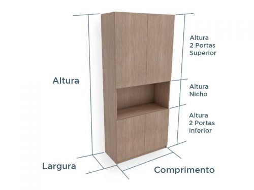 Armario estante com nicho e 4 portas cumaru