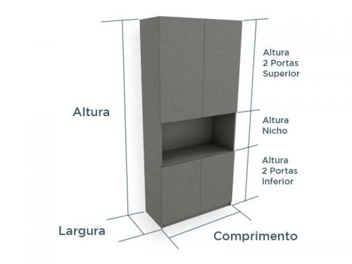 Armario estante com nicho e 4 portas lino piombo